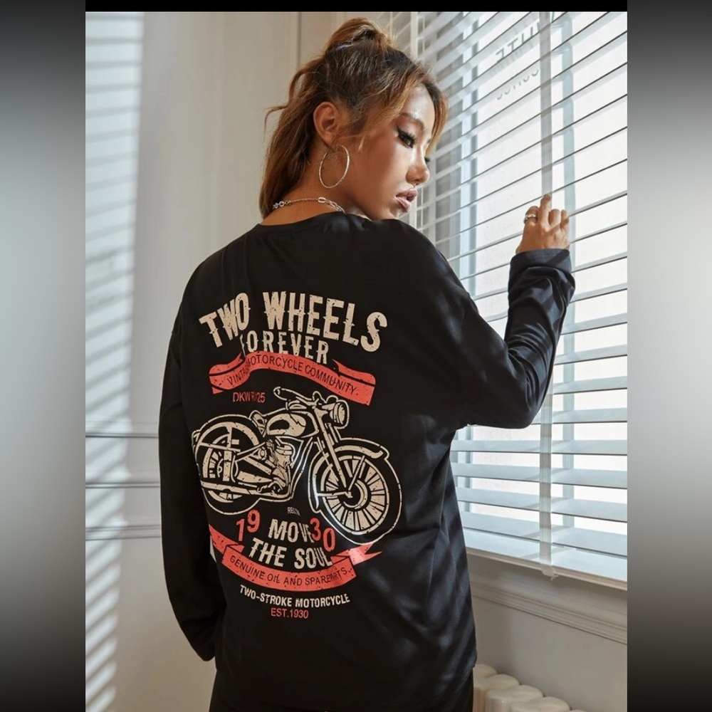 Slogan Graphic Drop Shoulder Tee